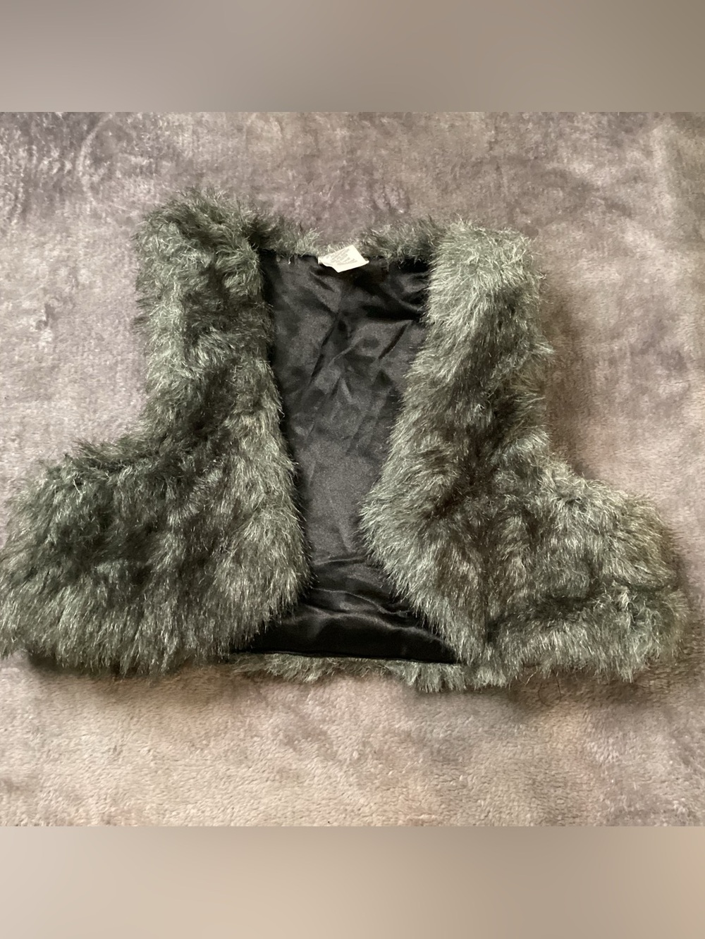 Arizona Jean Company Girls Faux Fur Vest - Dark Olive